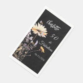 Wildflower zwart 50 fantastische verjaardag servet (Hoek)