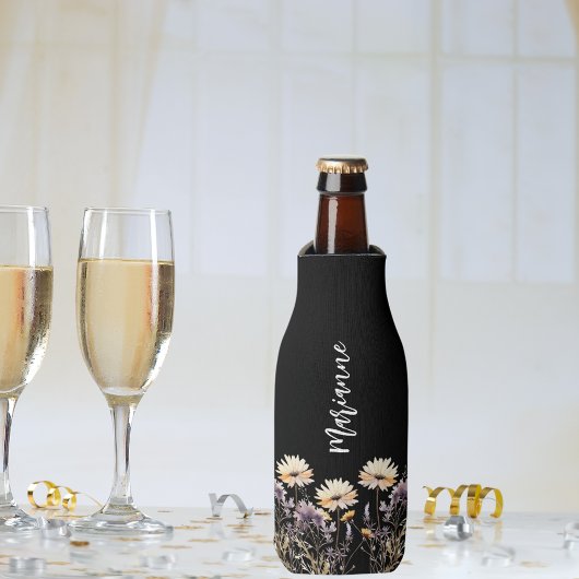 Wildflower zwart aangepaste naam script flesjeskoeler