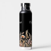 Wildflower zwart beige aangepaste naam script waterfles (Links)