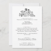 Wildflower zwart & wit boho alles in één bruiloft kaart (Achterkant)