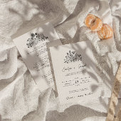 Wildflower zwart & wit boho alles in één bruiloft kaart