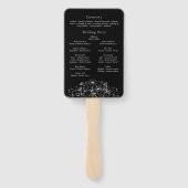 Wildflower Zwart Wit Botanisch Bloemen Programma Handwaaier (Achterkant)