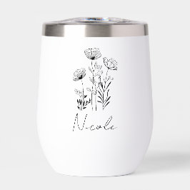 Wildflower zwarte hand-tekening aangepaste naam