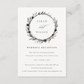Wildflower Zwarte Herfst krans bruiloft receptie Informatiekaartje (Voorkant)