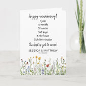 Wildflowers 1e verjaardag jaar maanden weken... kaart (Voorkant)