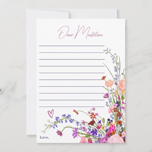 Wildflowers 1e verjaardag tijd capsule Letter Kaart (Voorkant)