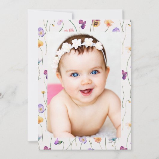 Wildflowers 1e verjaardag Wild One Kaart (Achterkant)