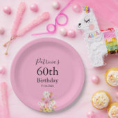 Wildflowers 60th Birthday Pink Party Papieren Bordje (Feest)
