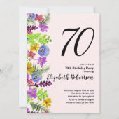 Wildflowers 70e verjaardag uitnodiging in Blush Pi (Voorkant)