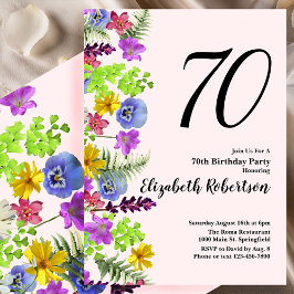 Wildflowers 70e verjaardag uitnodiging in Blush Pi