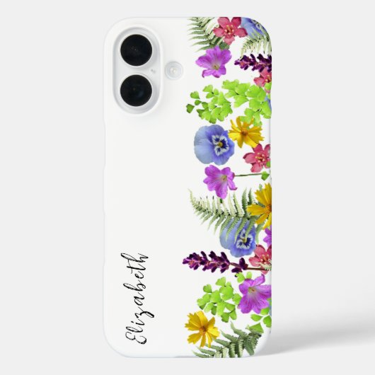 Wildflowers Aangepaste naam en Monogram Case-Mate iPhone Case (Achterkant)