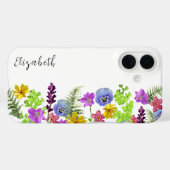 Wildflowers Aangepaste naam en Monogram Case-Mate iPhone Case (Achterkant (horizontaal))