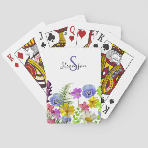 Wildflowers Aangepaste naam en Monogram Pokerkaarten