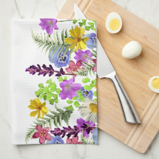 Wildflowers Aangepaste naam en Monogram Theedoek (Quarter Fold)
