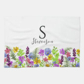  Wildflowers Aangepaste naam en Monogram Theedoek (Horizontaal)