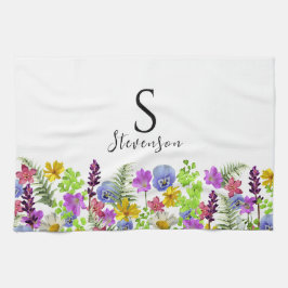  Wildflowers Aangepaste naam en Monogram Theedoek