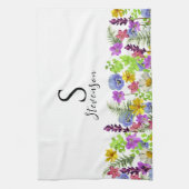  Wildflowers Aangepaste naam en Monogram Theedoek (Verticaal)
