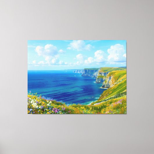 "Wildflowers Above the Zee" - Een Welsh zeegezicht Canvas Afdruk (Voorkant)