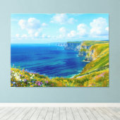 "Wildflowers Above the Zee" - Een Welsh zeegezicht Canvas Afdruk (Insitu (Houten vloer))