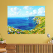"Wildflowers Above the Zee" - Een Welsh zeegezicht Canvas Afdruk (Insitu (Woonkamer))