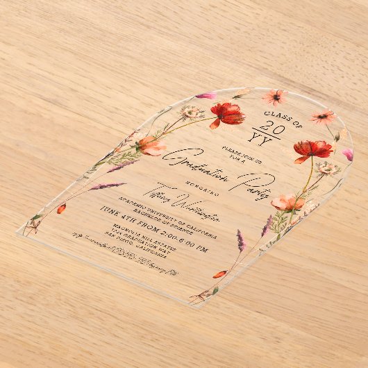  Wildflowers Afstudeerfeest Acryl Uitnodigingen (Laagn)