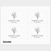 Wildflowers and Branches Wedding Monogram in Black Rechthoekige Sticker (Vel)