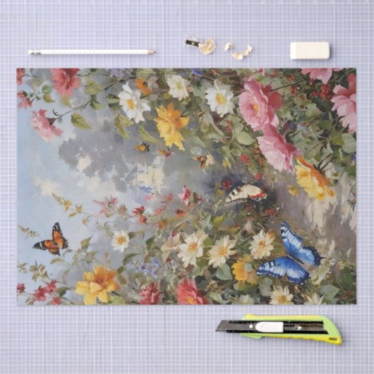 Wildflowers and Butterflies Decoupage Tissue Paper Tissuepapier (Craft)
