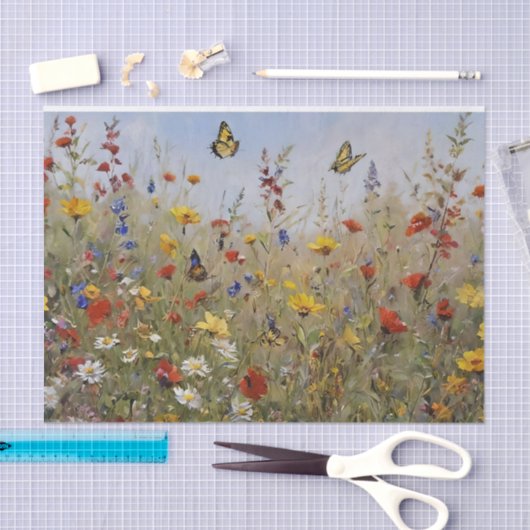 Wildflowers and Butterflies Decoupage Tissue Paper Tissuepapier (Craft)