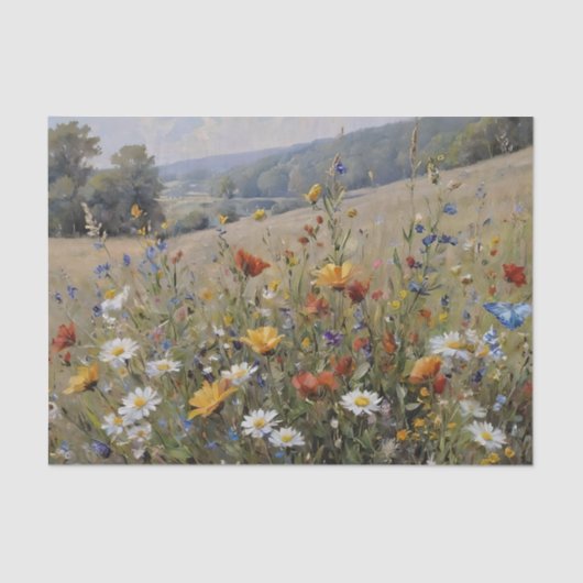 Wildflowers and Butterflies Decoupage Tissue Paper Tissuepapier (Voorkant)