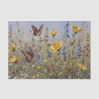 Wildflowers and Butterflies Decoupage Tissue Paper Tissuepapier