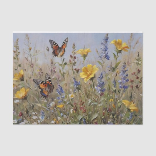 Wildflowers and Butterflies Decoupage Tissue Paper Tissuepapier (Voorkant)