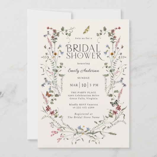 Wildflowers and Butterflies Floral Vrijgezellenfee Kaart (Voorkant)