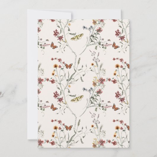 Wildflowers and Butterflies Floral Vrijgezellenfee Kaart (Achterkant)