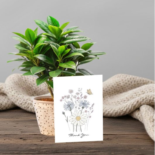 Wildflowers and butterfly bedankkaart
