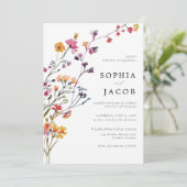 Wildflowers Arch Happy kleurrijke moderne bruiloft Kaart (Staand voorkant)