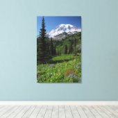 Wildflowers at Mount Rainier Canvas Afdruk (Insitu (Houten vloer))