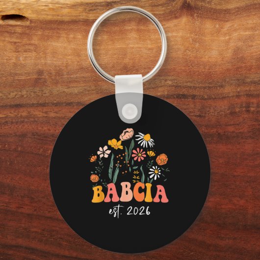 Wildflowers Babcia Est 2026 New Baby Reveal Ideas  Sleutelhanger (Voorkant)