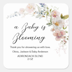 Wildflowers Baby in Bloom Elegant Modern Vierkante Sticker