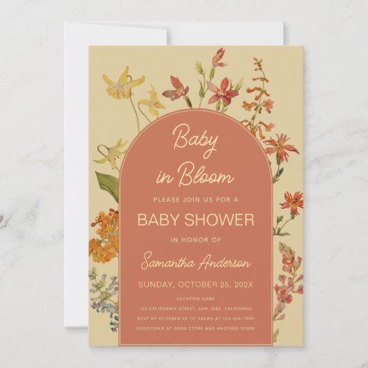 Wildflowers Baby in Bloom Shower Bloemenboog Kaart (Voorkant)