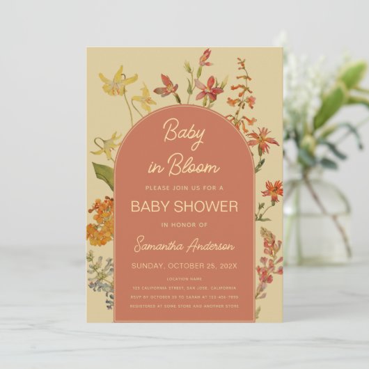 Wildflowers Baby in Bloom Shower Bloemenboog Kaart (Staand voorkant)