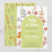 Wildflowers Baby in Bloom Shower Green Arch Floral Kaart (Voorkant / Achterkant)