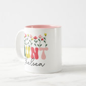 Wildflowers Baby onthullen aan tante Custom Pregna Tweekleurige Koffiemok (Voorkant links)