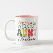 Wildflowers Baby onthullen aan tante Custom Pregna Tweekleurige Koffiemok (Links)