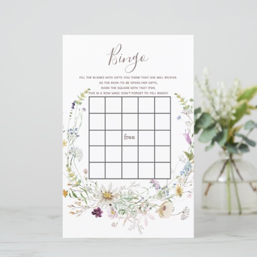 WildFlowers Baby shower Bingo Game (Staand voorkant)