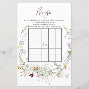 WildFlowers Baby shower Bingo Game