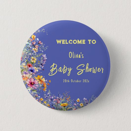 Wildflowers Baby shower Button (Voorkant)