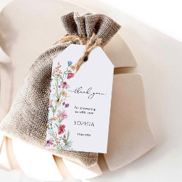 Wildflowers Baby shower Dank je wel Cadeaulabel