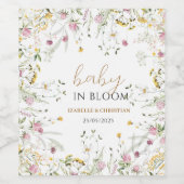 Wildflowers Baby shower Food Beverage Label Set Wijn Etiket (Enkel label)
