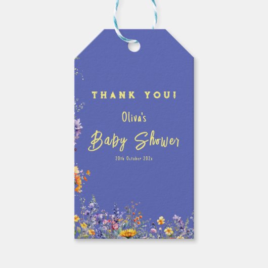 Wildflowers Baby shower Gift Label Cadeaulabel (Voorkant)