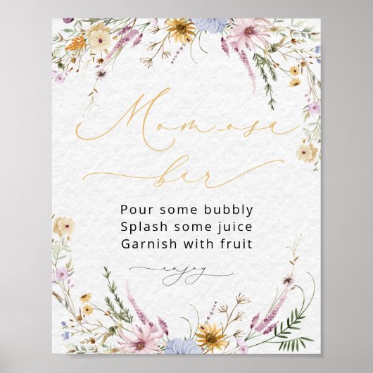 Wildflowers Baby shower Mom-osa Bar Poster (Voorkant)